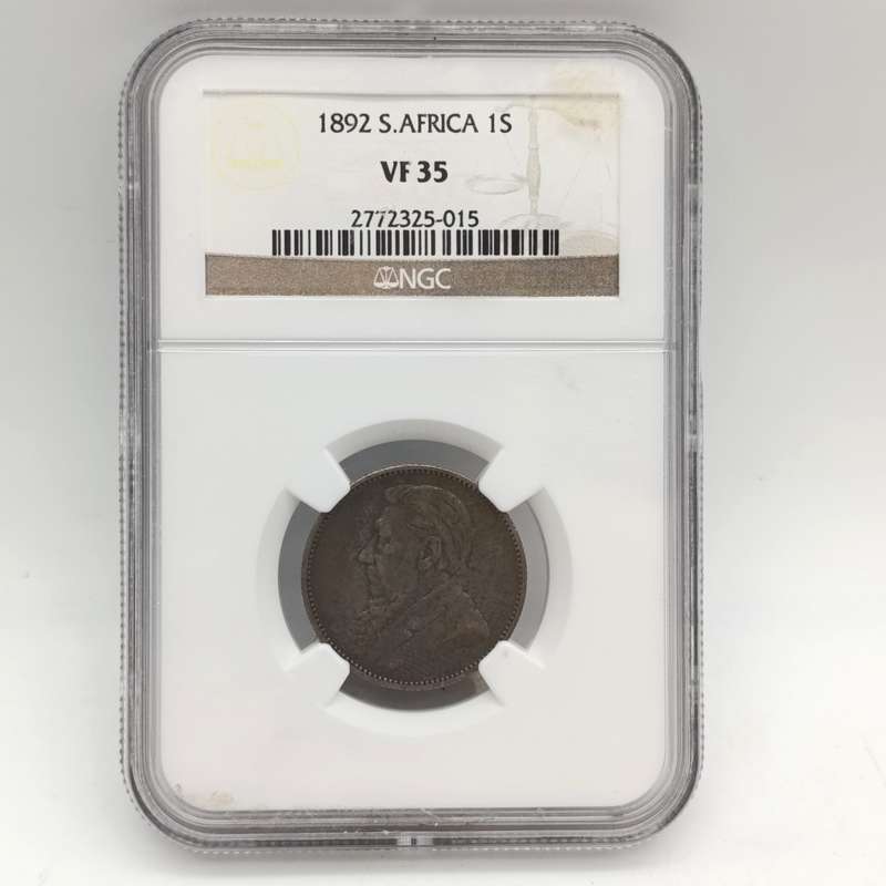 1892 ZAR Kruger silver 1 shilling graded VF35 by NGC