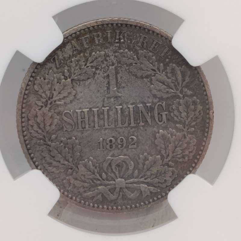 1892 ZAR Kruger silver 1 shilling graded VF35 by NGC