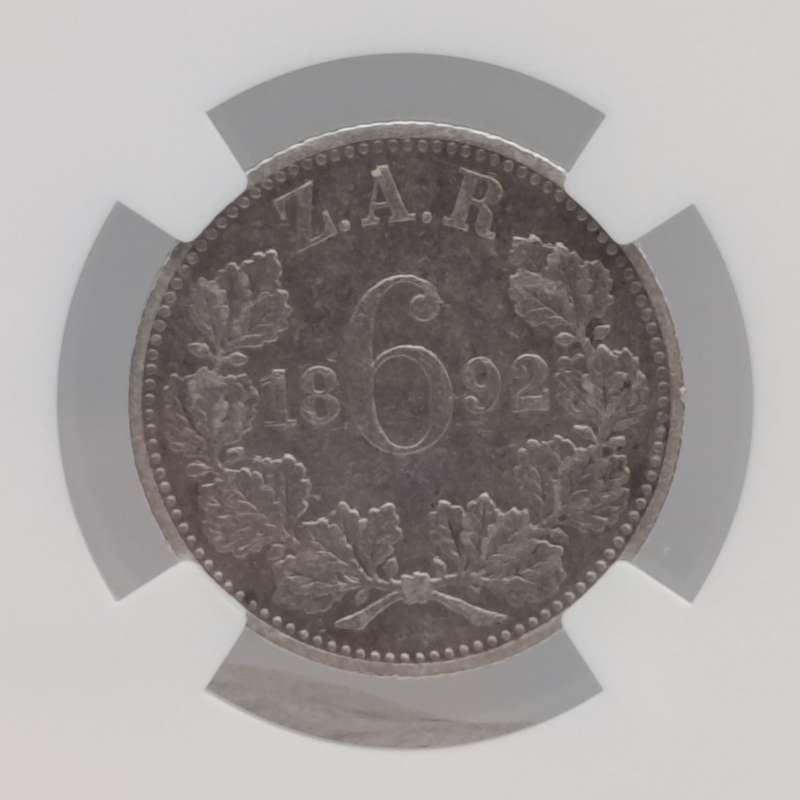 1892 ZAR Kruger silver sixpence graded VF25 by NGC