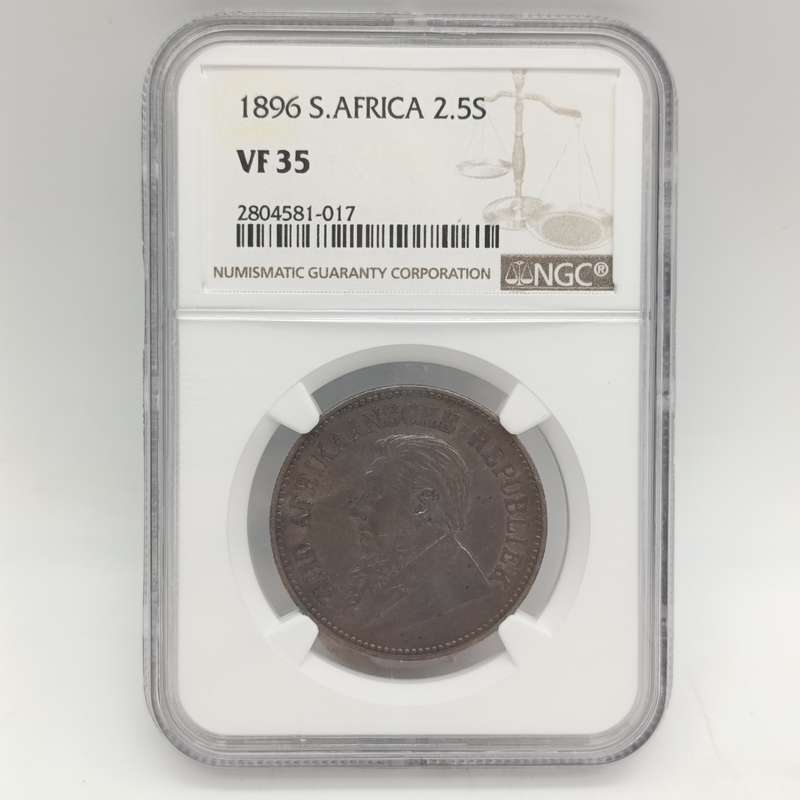 1896 ZAR Kruger silver 2 1/2 shilling half crown graded VF35 by NGC