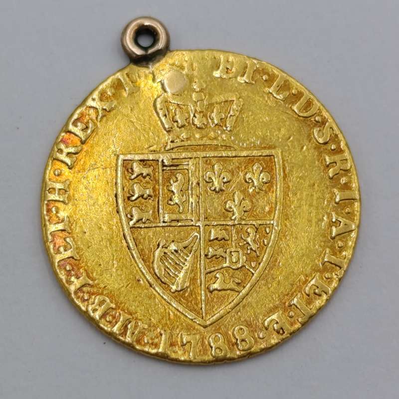 Britain 1788 George 3 gold half guinea - with mounting