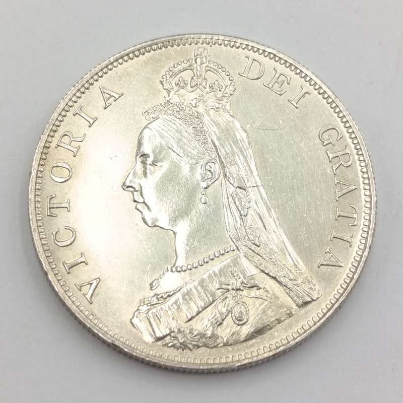 Great Britain 1887 Double Florin - uncirculated with some bag marks
