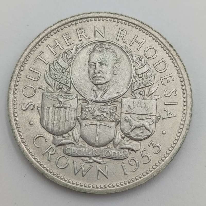 Southern Rhodesia 1953 crown uncirculated - downwards rim writing