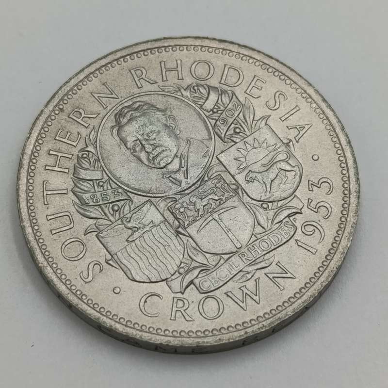 Southern Rhodesia 1953 crown uncirculated - downwards rim writing