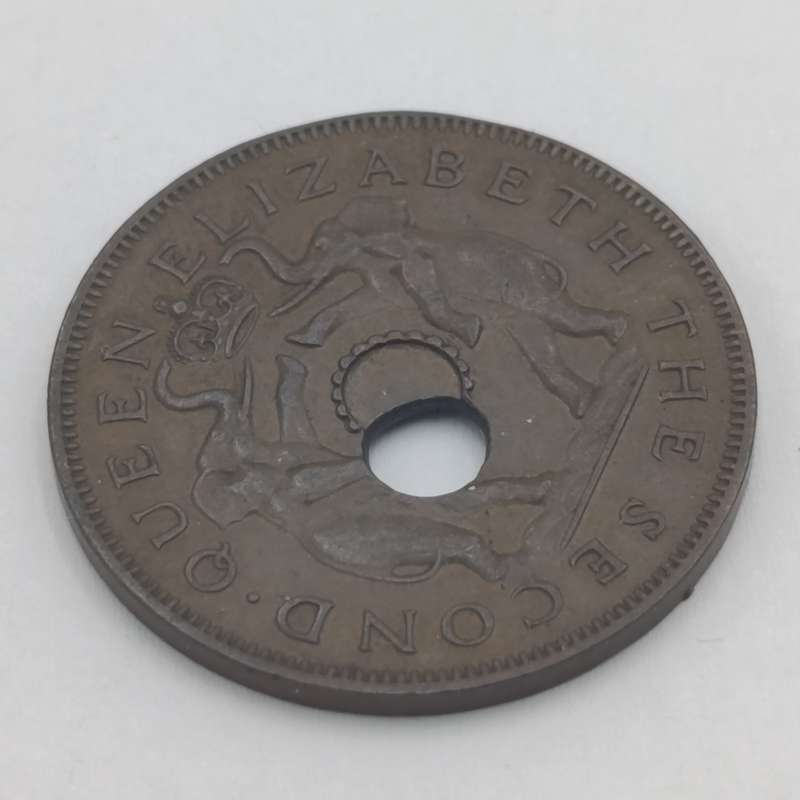 Rhodesia & Nyasaland 1953 Penny with error offset center punch
