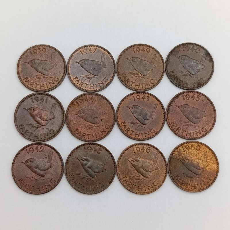 Great Britain set of Farthings 1939 to 1950 AU/UNC