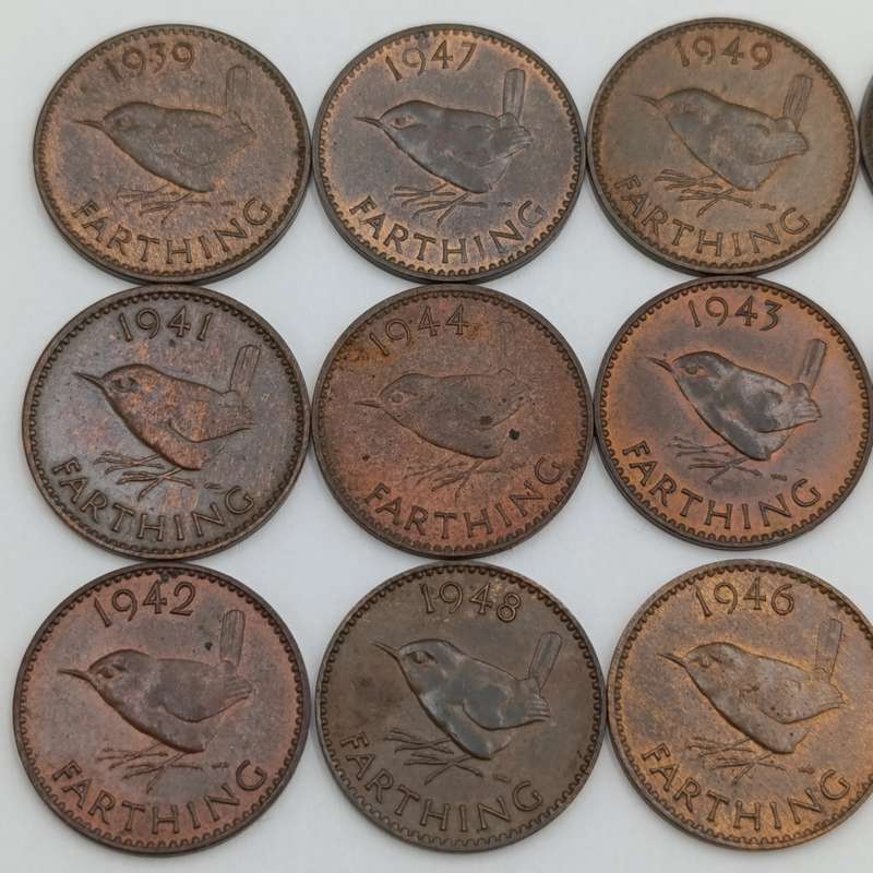 Great Britain set of Farthings 1939 to 1950 AU/UNC