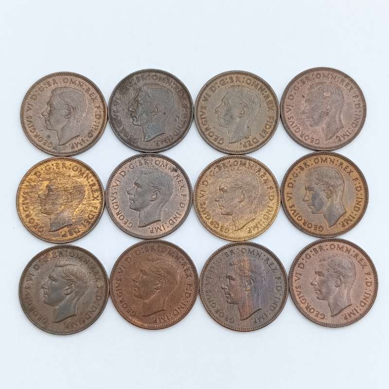 Great Britain set of Farthings 1939 to 1950 AU/UNC