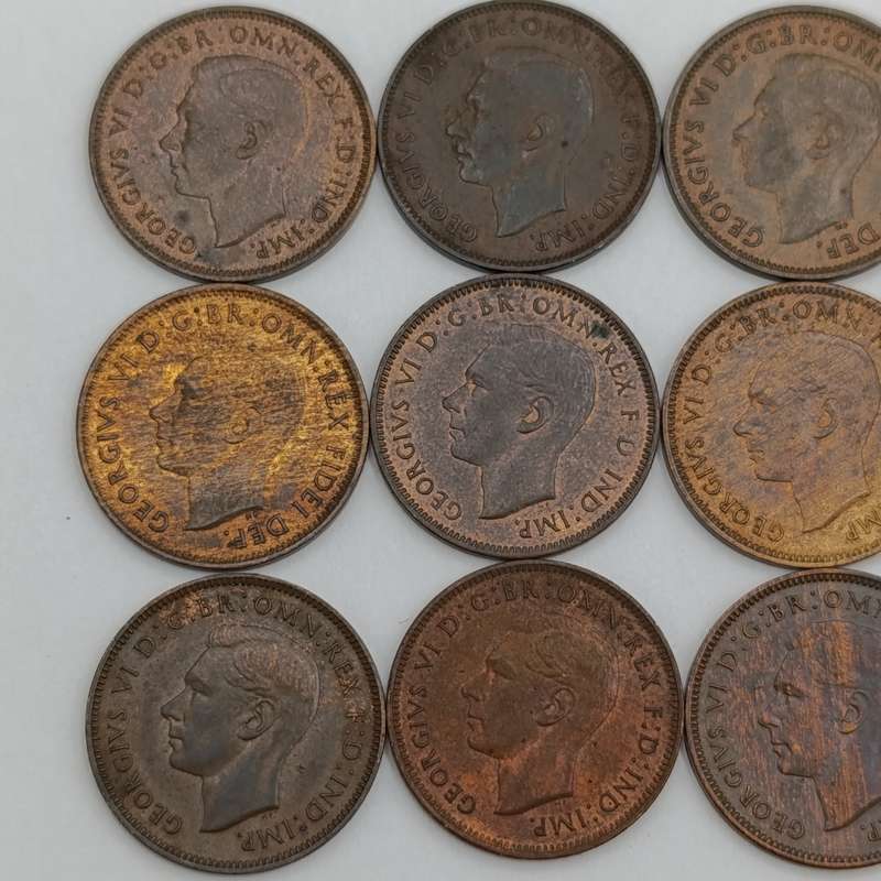 Great Britain set of Farthings 1939 to 1950 AU/UNC