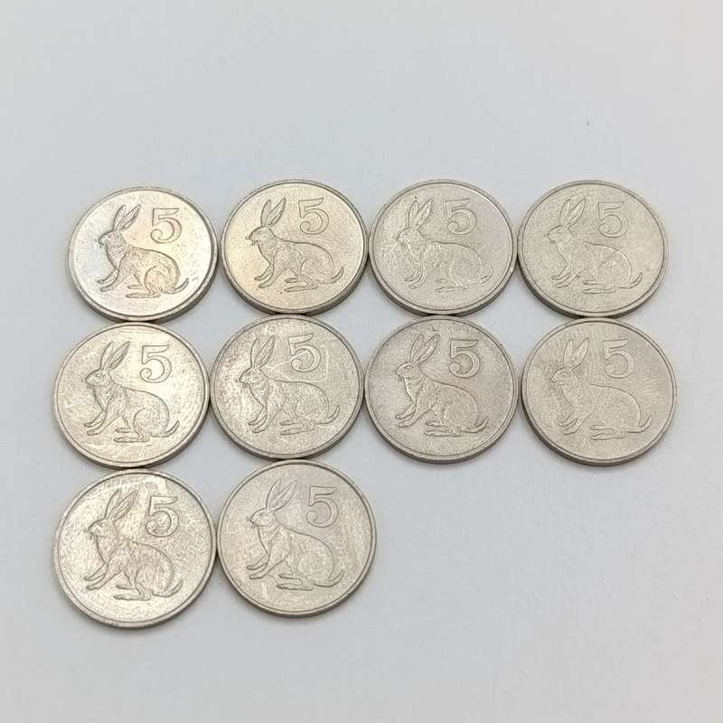 Zimbabwe lot of 10 x 5 cent coins - top condition