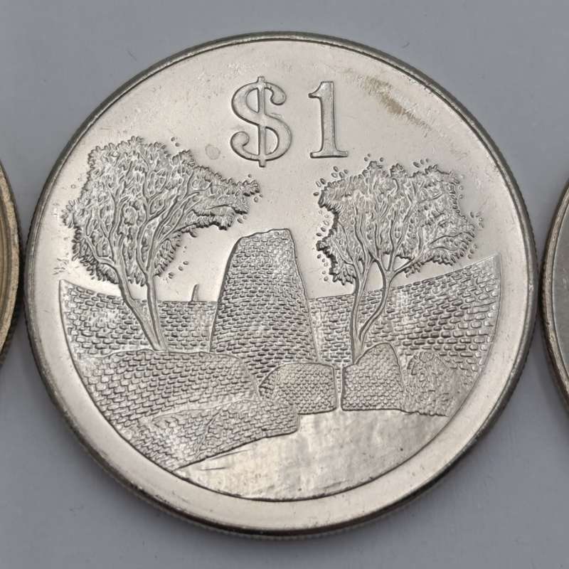 Zimbabwe set of 4 $ coins 1980, 1993, 1997 & 2001