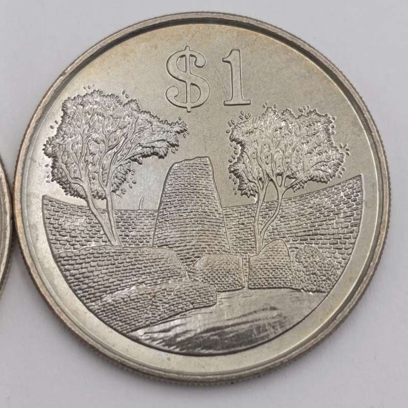 Zimbabwe set of 4 $ coins 1980, 1993, 1997 & 2001