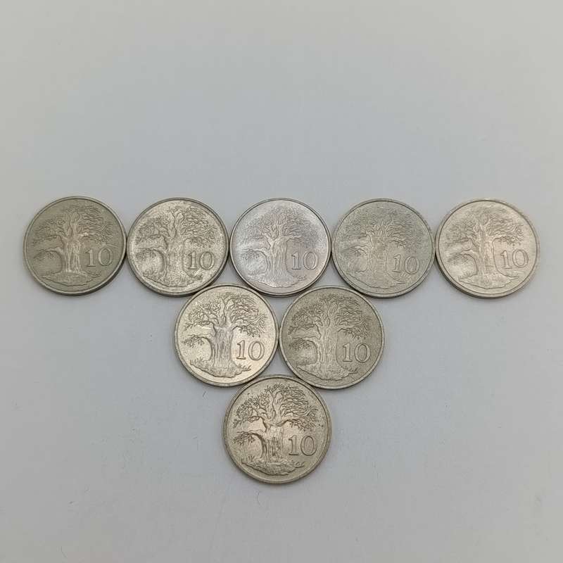 Zimbabwe lot of 8 x 10 cent coins - excellent condition