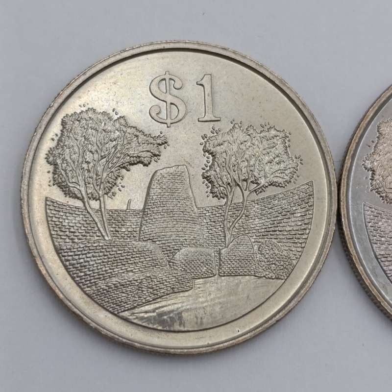 Zimbabwe set of 4 x $ coins 1980, 1993, 1997 & 2001