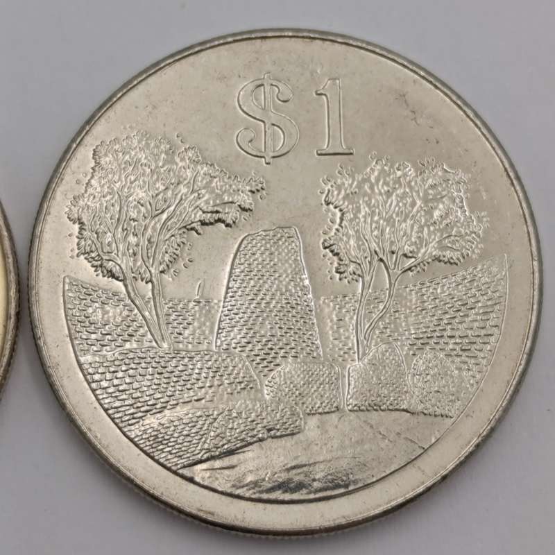 Zimbabwe set of 4 x $ coins 1980, 1993, 1997 & 2001