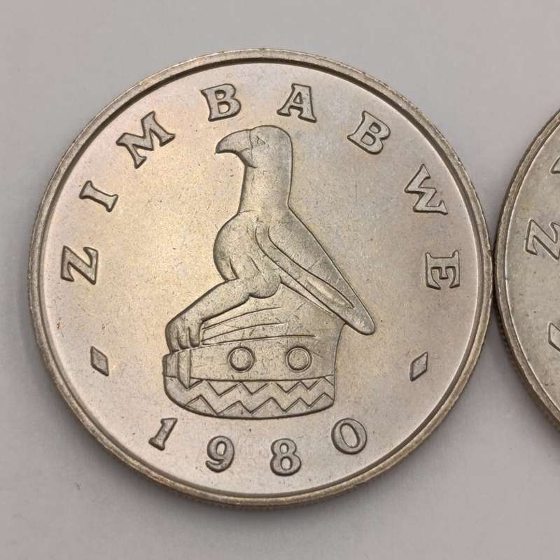 Zimbabwe set of 4 x $ coins 1980, 1993, 1997 & 2001