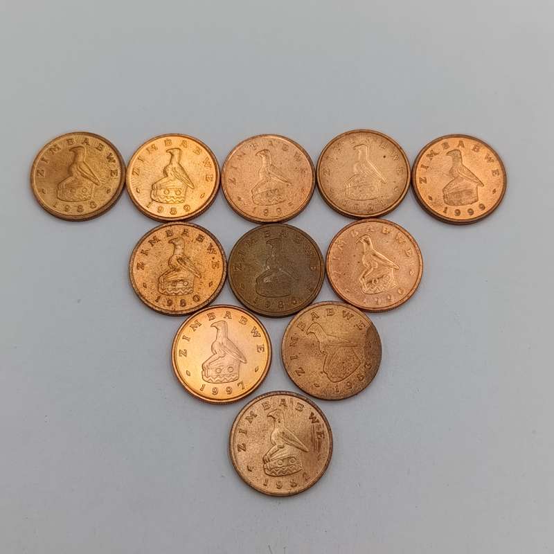 Zimbabwe Lot of 11 one cent coins - excellent