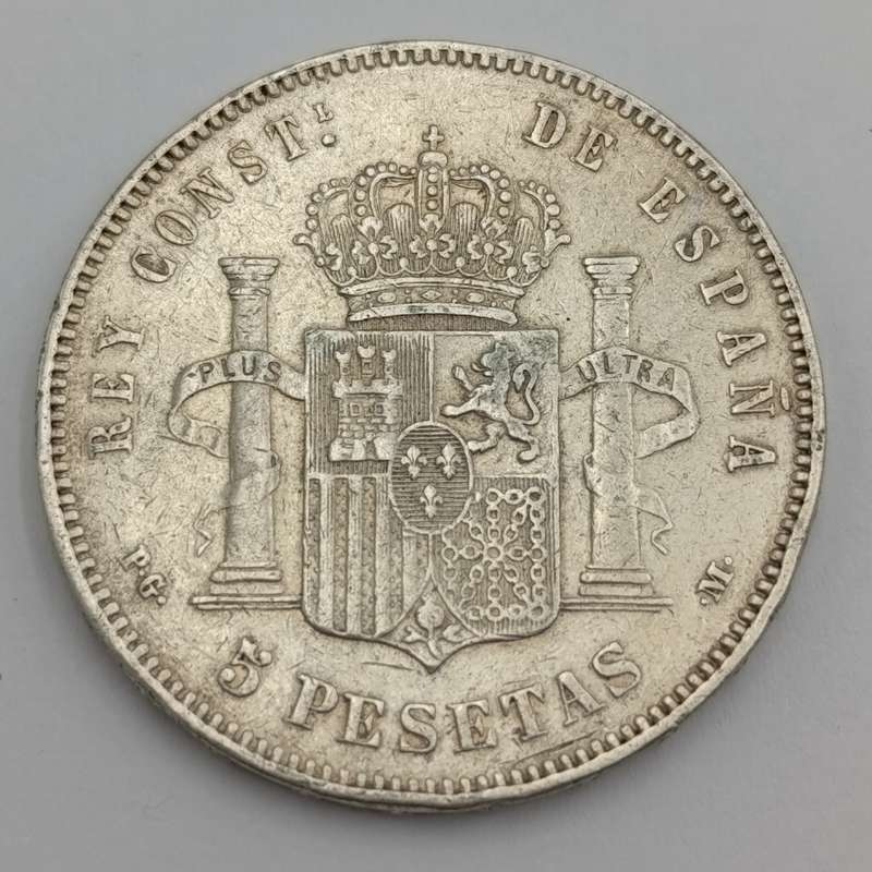 Spain 1891(91) 5 pesetas silver XF