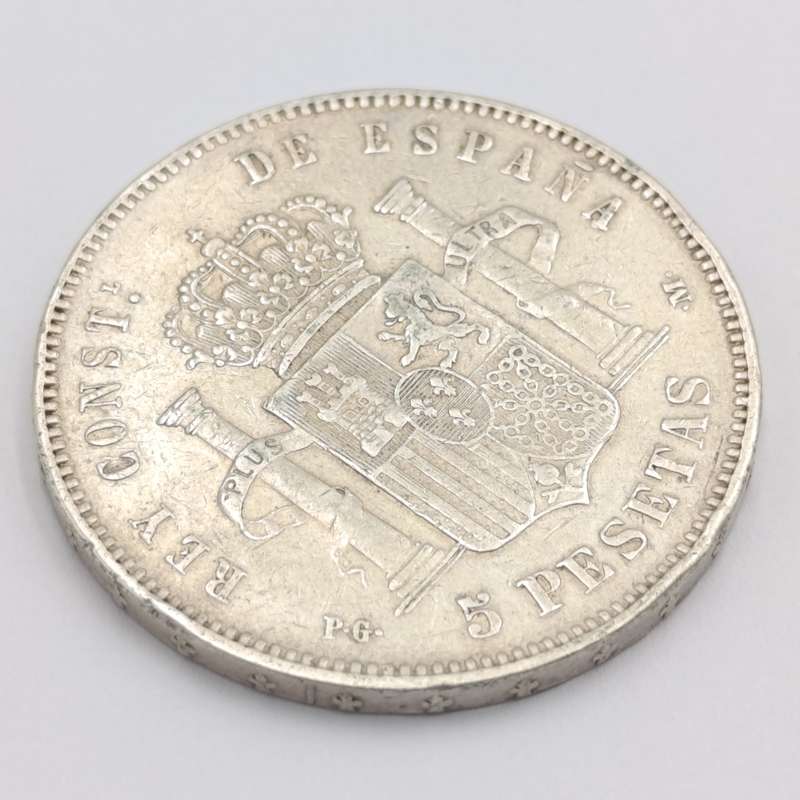 Spain 1891(91) 5 pesetas silver XF