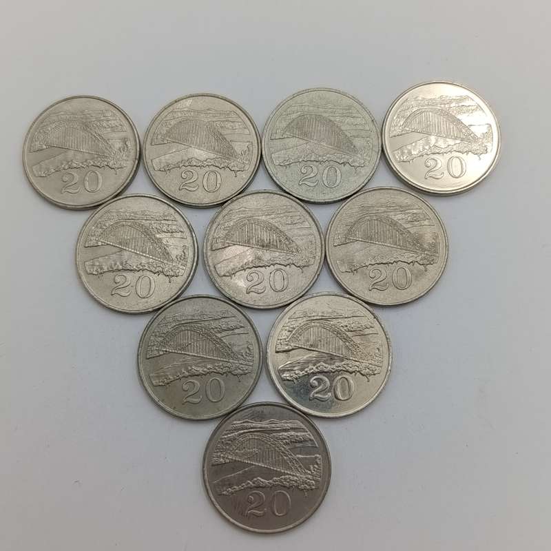Zimbabwe Lot of 10 x 20 cent coins