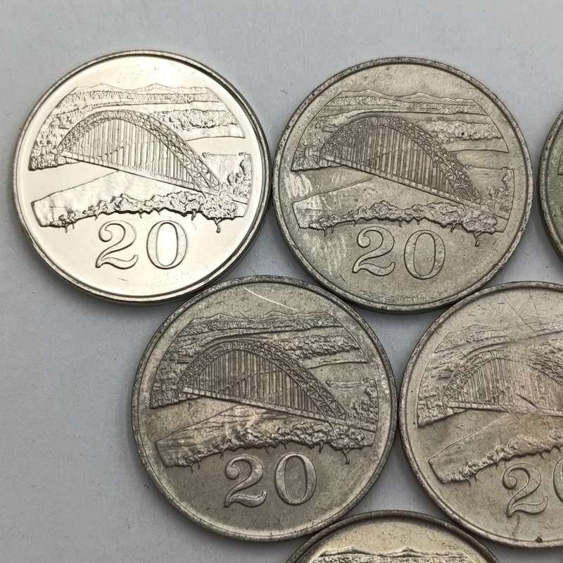Zimbabwe lot 9 x 20 cent coins 1980, 1983, 1987, 1988, 1989, 1991, 1994, 1997 & 2002