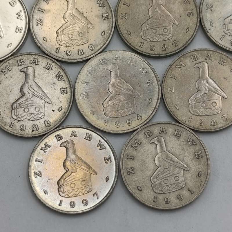 Zimbabwe lot 9 x 20 cent coins 1980, 1983, 1987, 1988, 1989, 1991, 1994, 1997 & 2002
