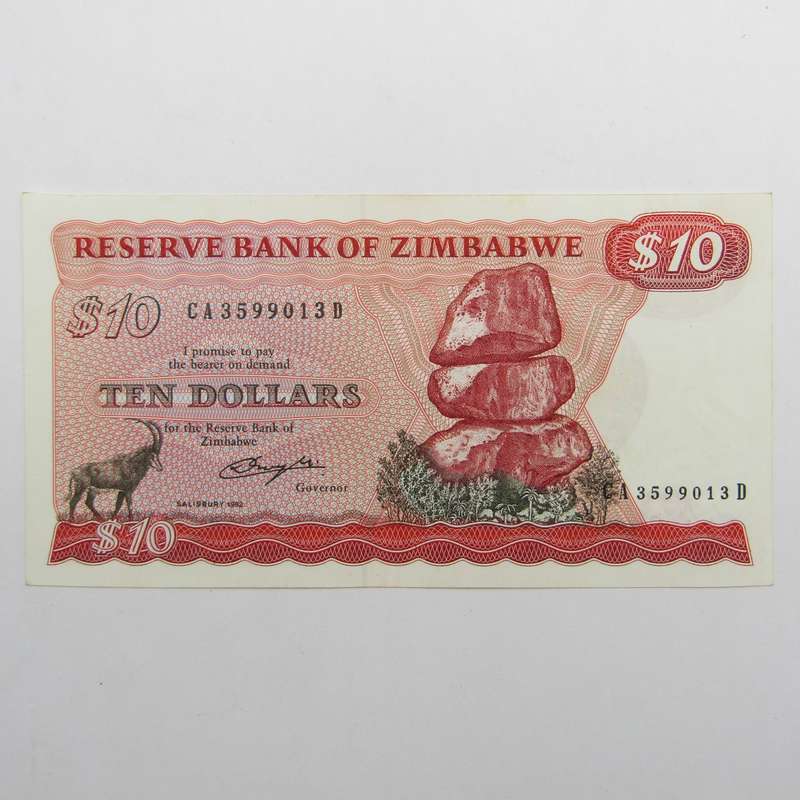 Zimbabwe 1982 $10 banknote - Pick 3b - scarce Salisbury AU