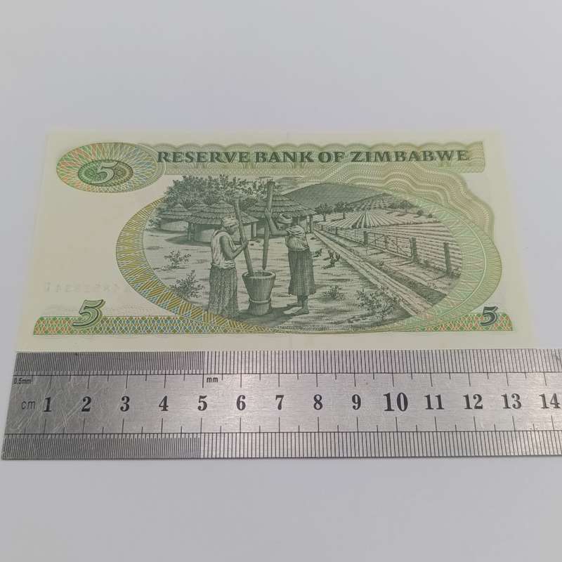 Zimbabwe 1994 Pair of $5 banknotes uncirculated with consecutive numbers - short neck bird