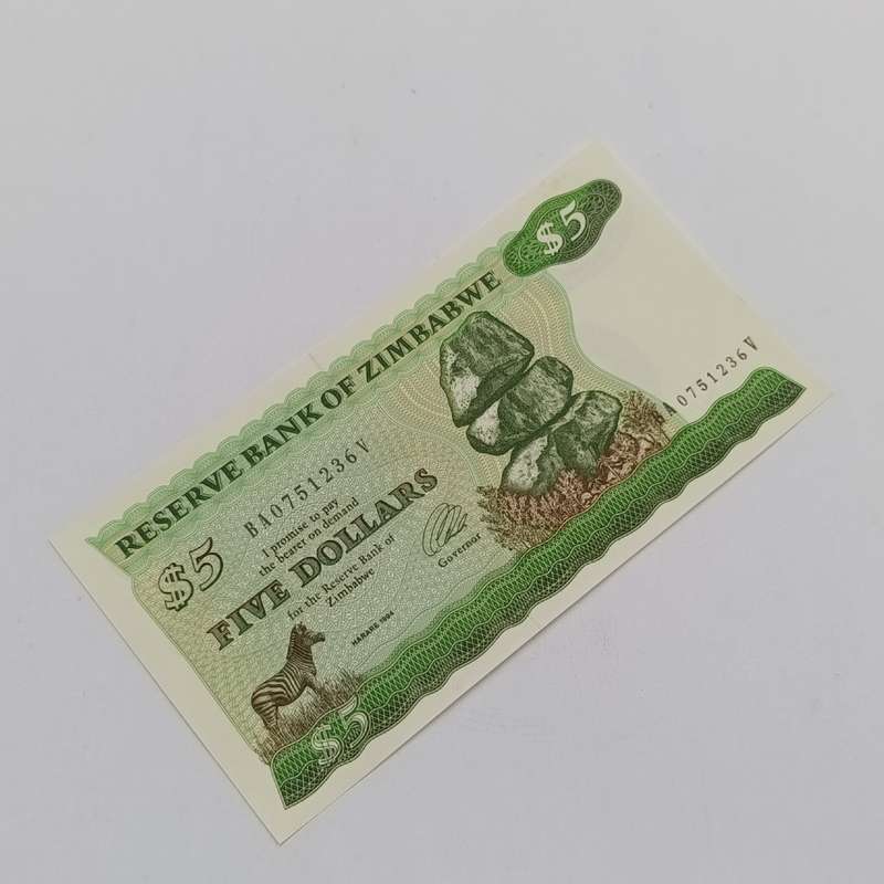 Zimbabwe Pick 2d 1994 five dollars banknotes - consecutive lot of 6 uncirculated