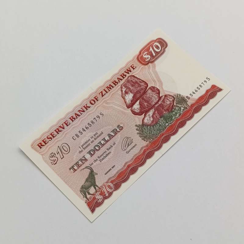 Zimbabwe Harare $10 banknotes consecutive numbered lot of 2 notes