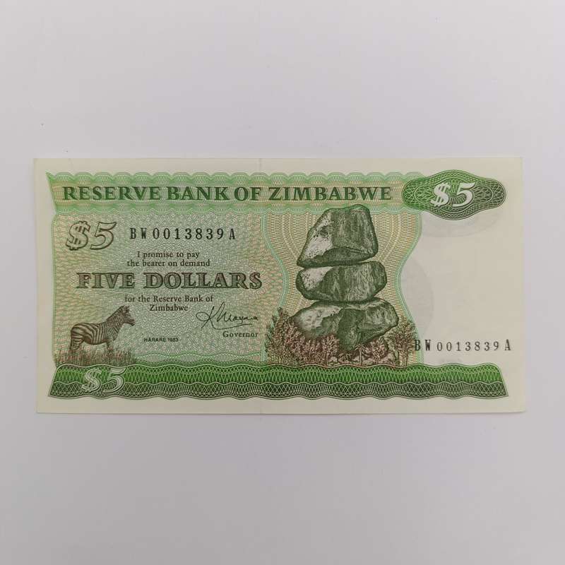 Zimbabwe 1983 Harare $5 Pick 2c uncirculated replacement banknote