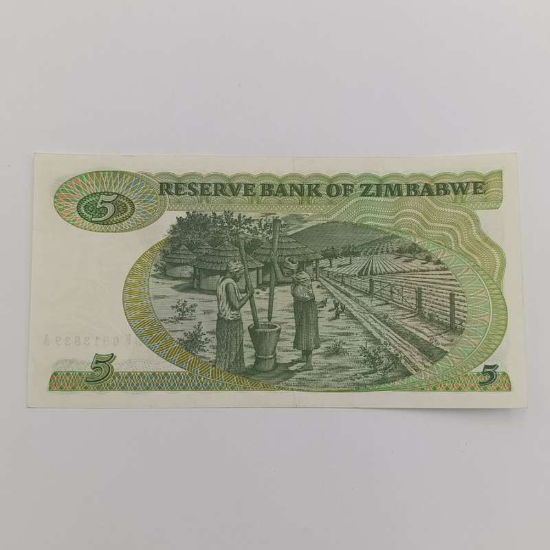 Zimbabwe 1983 Harare $5 Pick 2c uncirculated replacement banknote