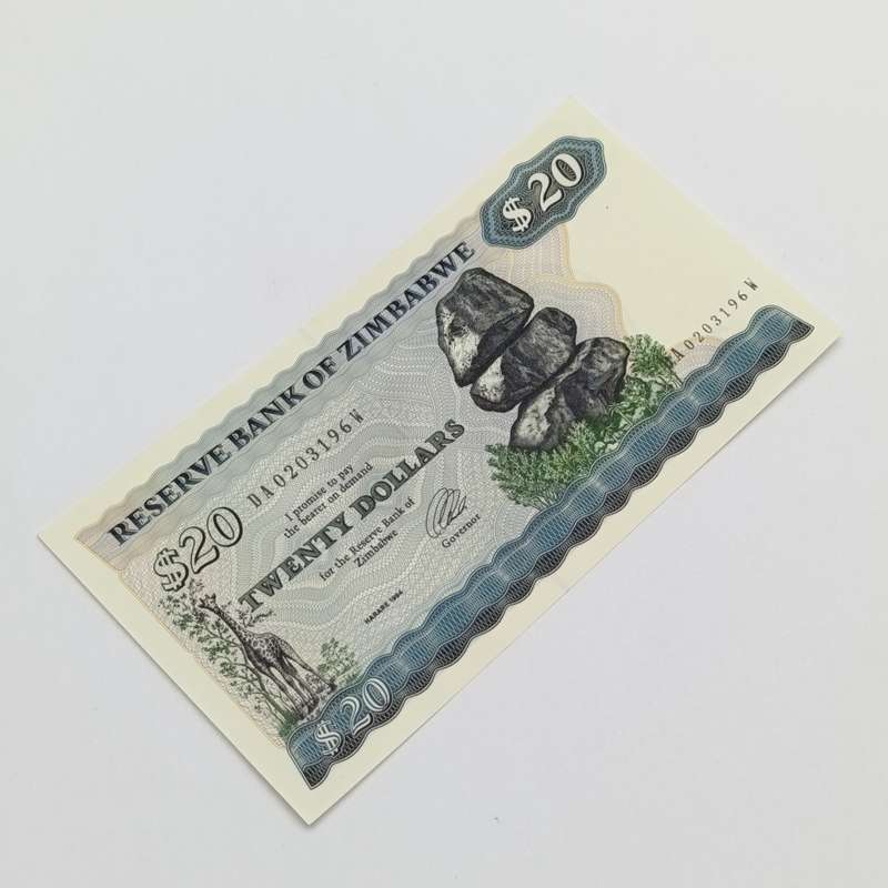 Zimbabwe 1994 Harare $20 Pick 4d pair of uncirculated banknotes with consecutive numbers