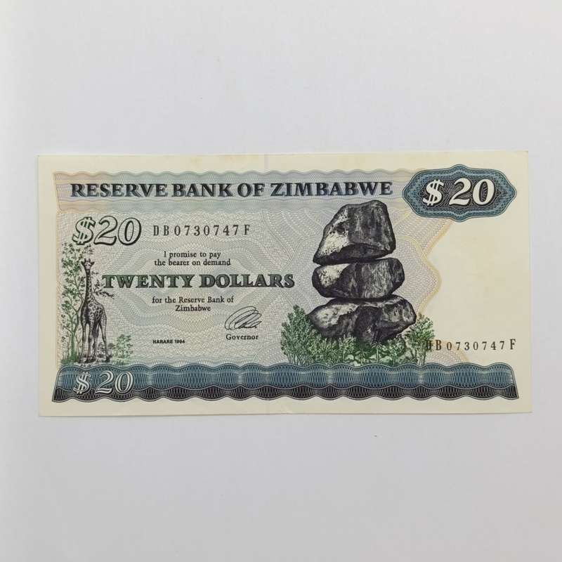Zimbabwe 1994 Harare $20 Pick 4d pair of uncirculated banknotes with consecutive numbers