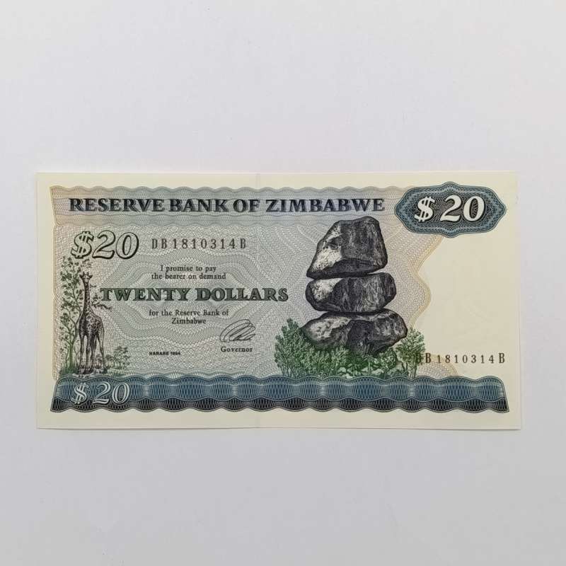 Zimbabwe 1994 Harare $20 Pick 4d pair of uncirculated banknotes with consecutive numbers