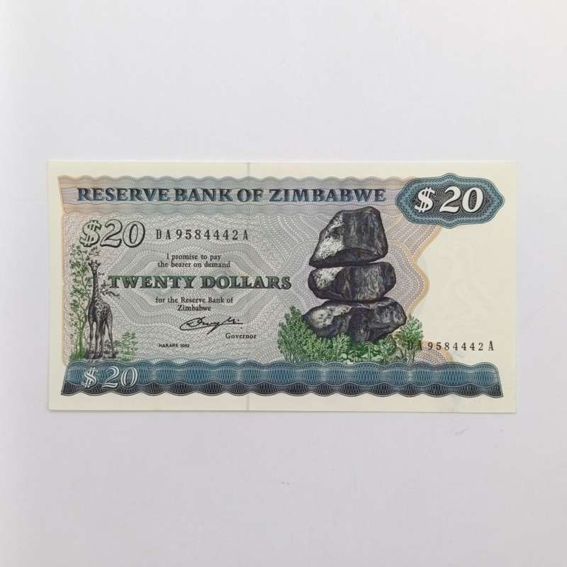 Zimbabwe 1982 Harare $20 scarce uncirculated lot of 2 with consecutive numbers