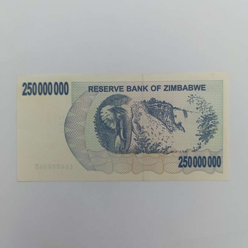 Zimbabwe two hundred and fifty million dollars - uncirculated bearer  cheque 2 May 2008
