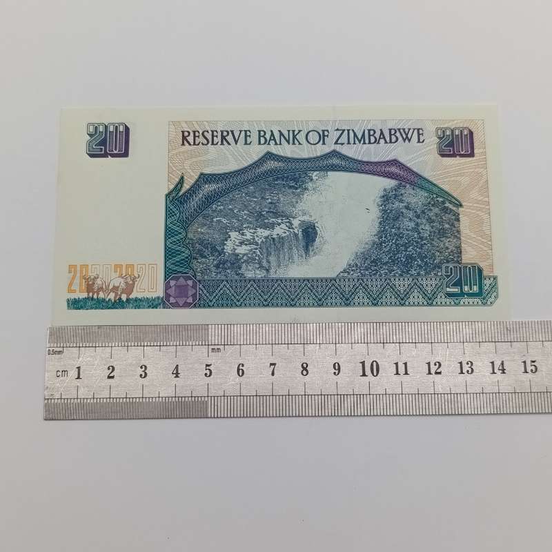 Zimbabwe Harare 1997 $20 lot of 4 uncirculated notes with consecutive numbers