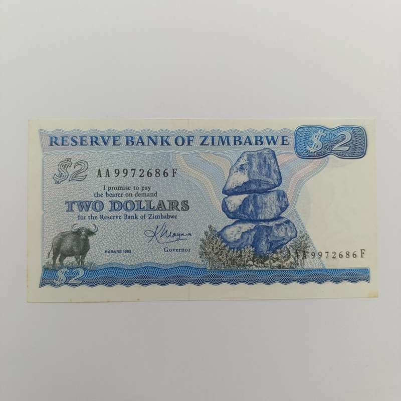 Zimbabwe $2 uncirculated banknote Pick 1b Harare 1983