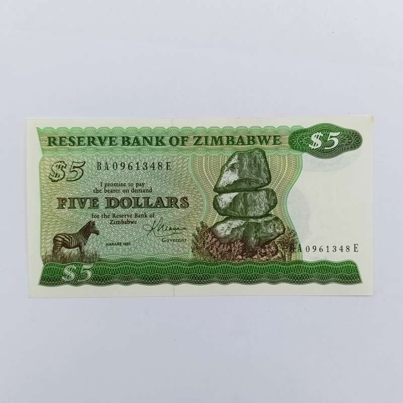 Zimbabwe 1983 Harare $5 uncirculated pair with consecutive numbers CBM - Pick 2c