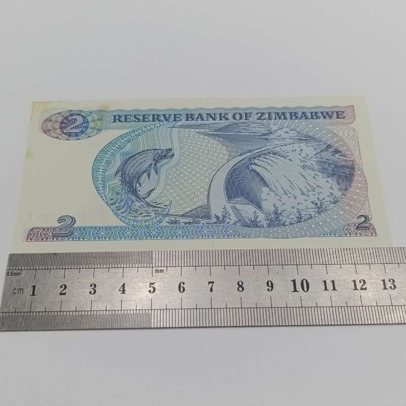 Zimbabwe $2 uncirculated banknote Pick 1d Harare 1994 long neck watermark