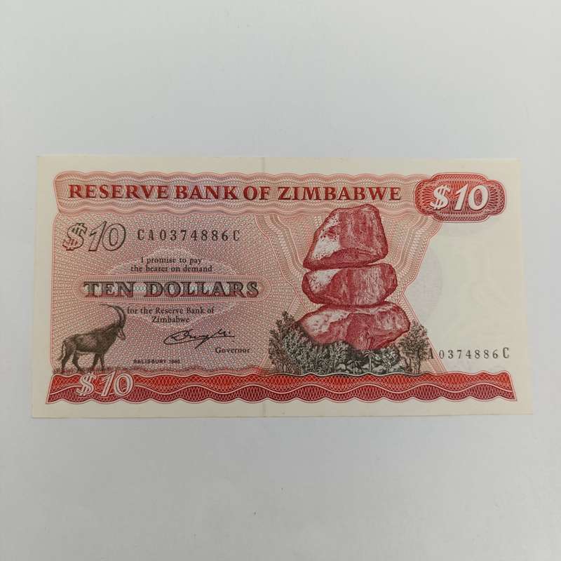 Zimbabwe $10 Salisbury 1980 uncirculated Pick 3a banknote
