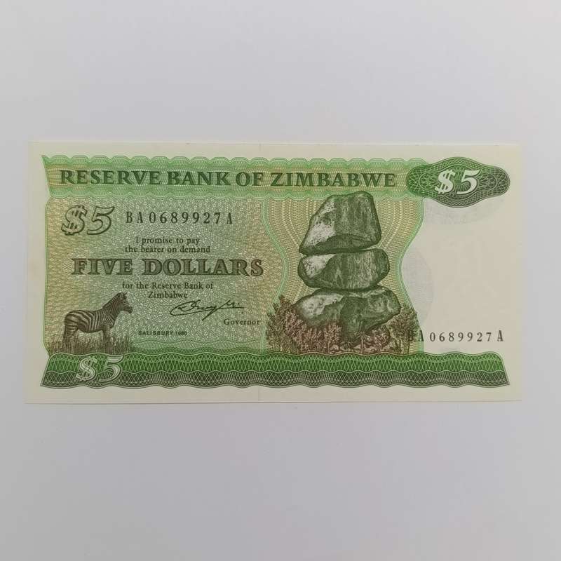Zimbabwe $5 dollars Pick 2a uncirculated banknote Salisbury 1980