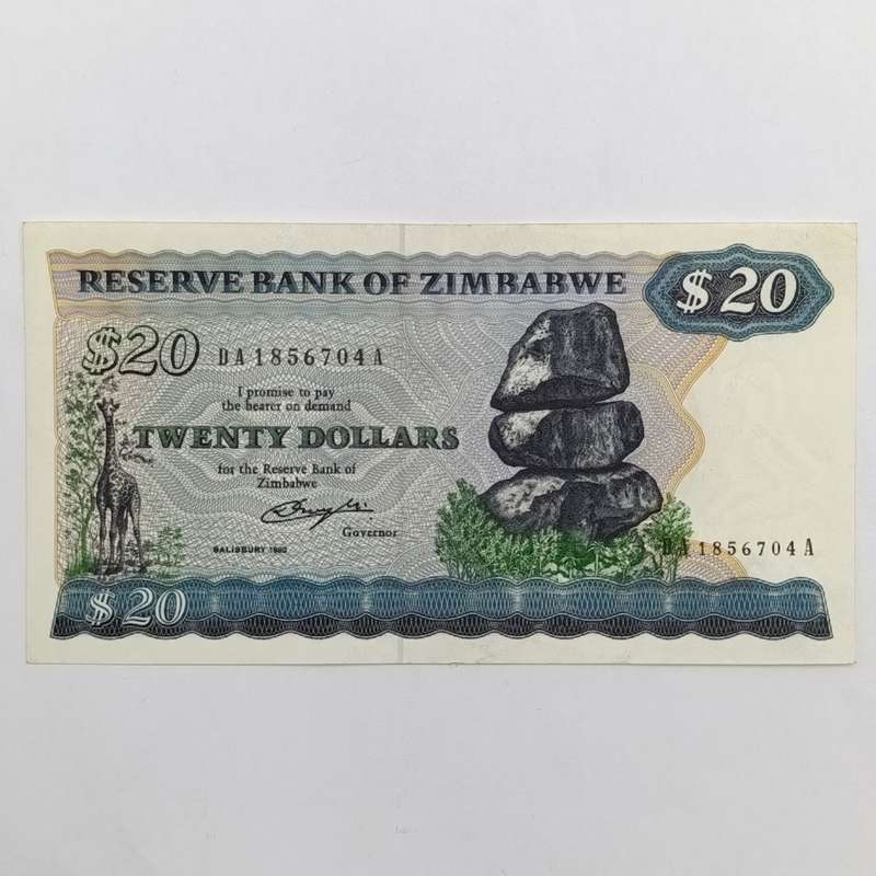 Zimbabwe $20 Saltsburg 1980 uncirculated banknote (Pick 049)