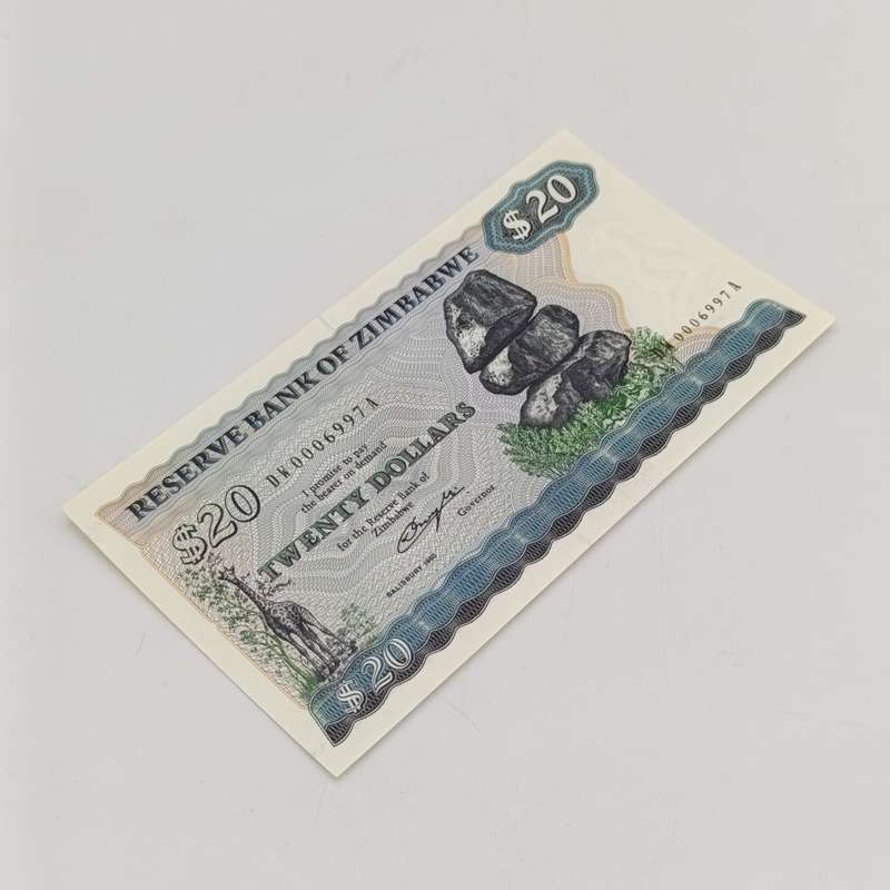 Lot of 3 Zimbabwe $20 replacement notes uncirculated - 2 with consecutive numbers Salisbury 1980