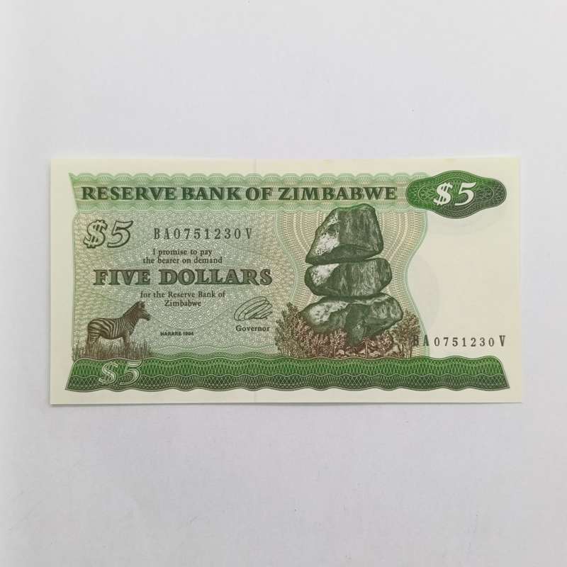 Zimbabwe 2d 1994 5 dollars banknotes consecutive lot of 10 with Shat neck bird watermark