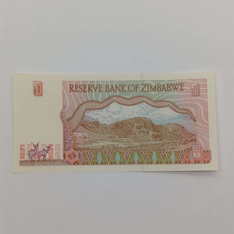 Zimbabwe Harare 1997 $5 pair of consecutive numbered uncirculated banknotes