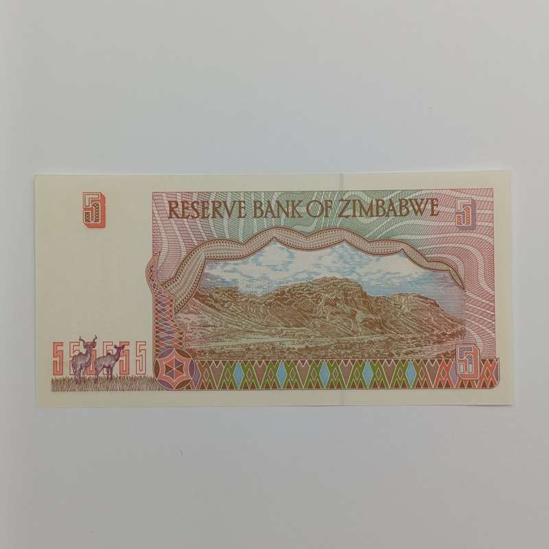 Zimbabwe $5 Harare 1997 lot of 3 banknotes with consecutive numbers - uncirculated