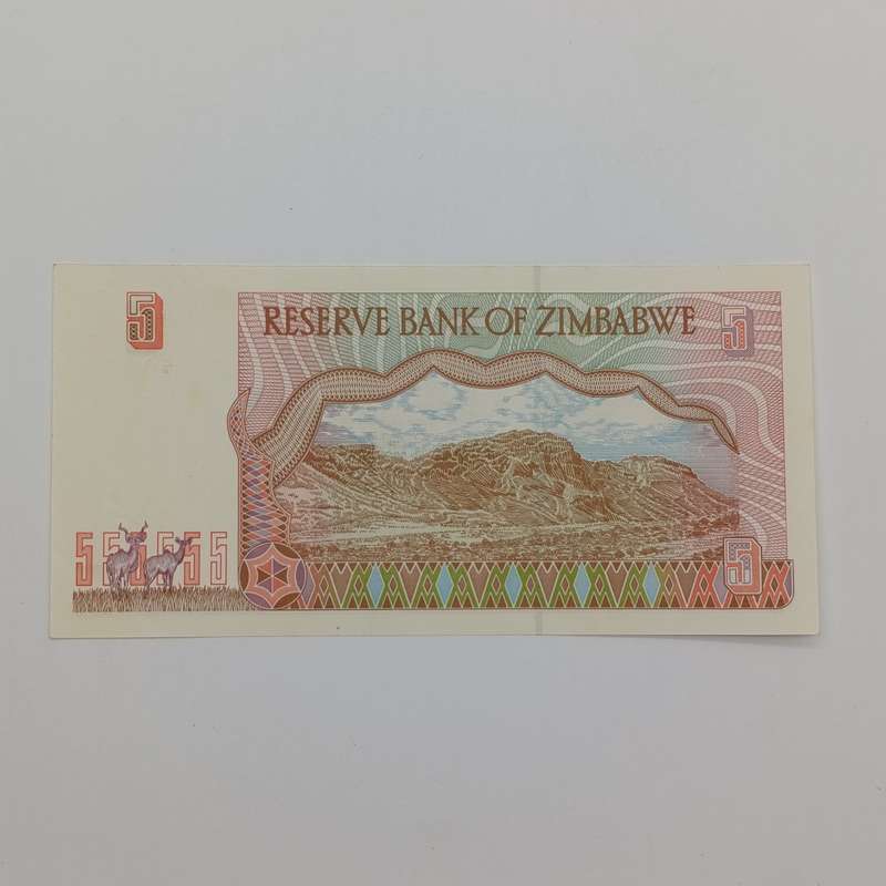 Zimbabwe $5 Harare 1997 lot of 3 banknotes with consecutive numbers - uncirculated