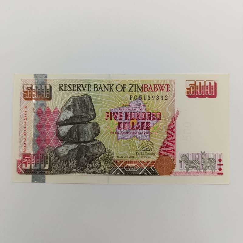 Zimbabwe $500  Harare 2001 uncirculated banknote